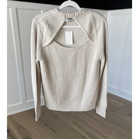 Sanctuary Womens Gray Loose Knit Open Back Crew Neck Sweater NWT Size Large - Picture 2 of 11